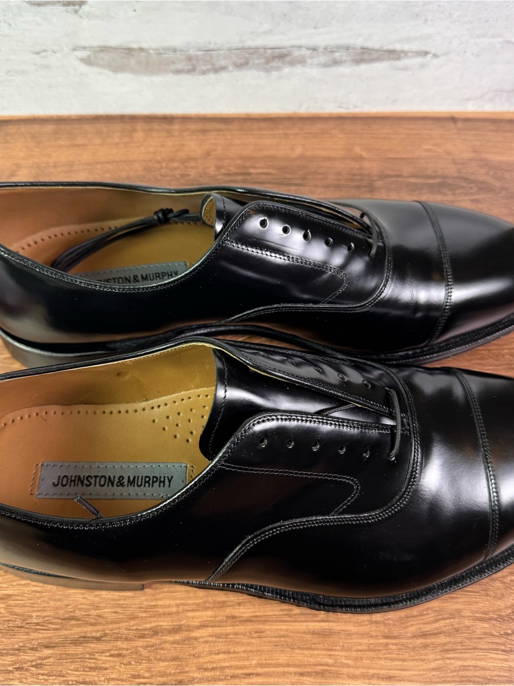 Johnston & Murphy Melton Black Oxford Cap Toe 12 3E NIB NEW with Box - Picture 3 of 10